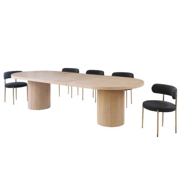 Wenona Oak Wood Extendable Dining Table Set