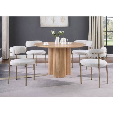 Wenona Oak Wood Round Dining Table Set