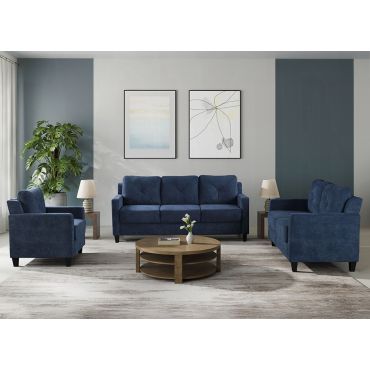 Wesley Navy Blue Chenille Sofa Set