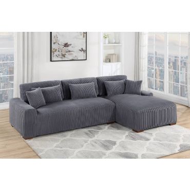 Xander Grey Corduroy Modern Sectional