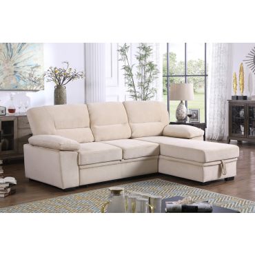 Zanika Beige Velvet Sectional With Storage