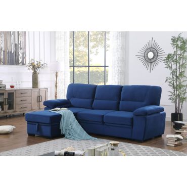 Zanika Navy Blue Velvet Sleeper Sectional