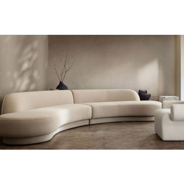 Ferrao Curved Sofa Light Camel Velvet