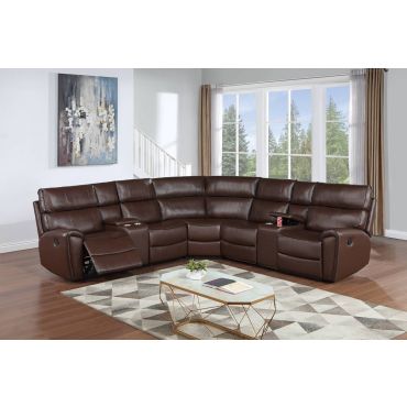 Zenobia Brown Leather Recliner Sectional