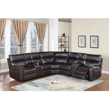 Zenobia Espresso Leather Recliner Sectional