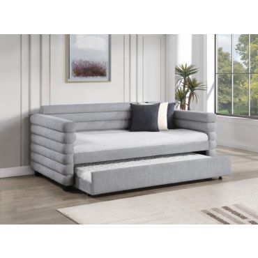 Zosimo Grey Boucle Day Bed With Trundle