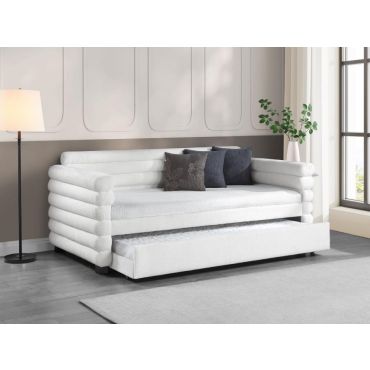 Zosimo White Boucle Day Bed With Trundle