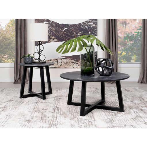Caraway Faux Marble Top Coffee Table Set