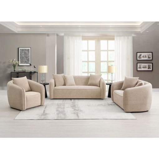 Cremona Modern Sofa Set Beige Chenille