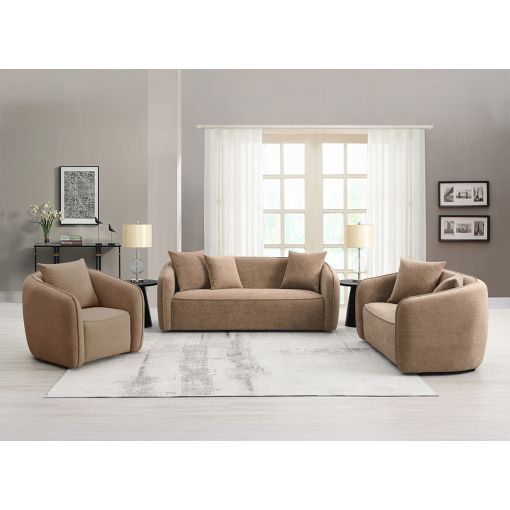 Cremona Brown Chenille Sofa Set