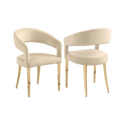 Dabny Beige Velvet Dining Chairs
