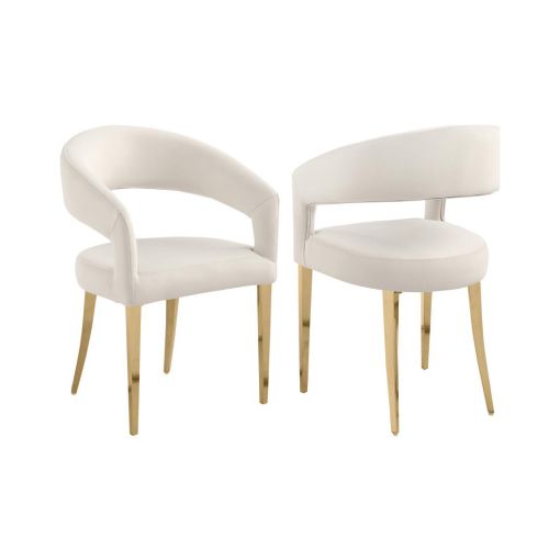 Dabny Ivory Velvet Dining Chairs
