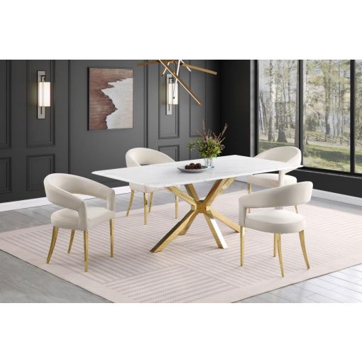 Dabny Marble Top Dining Table Gold Base