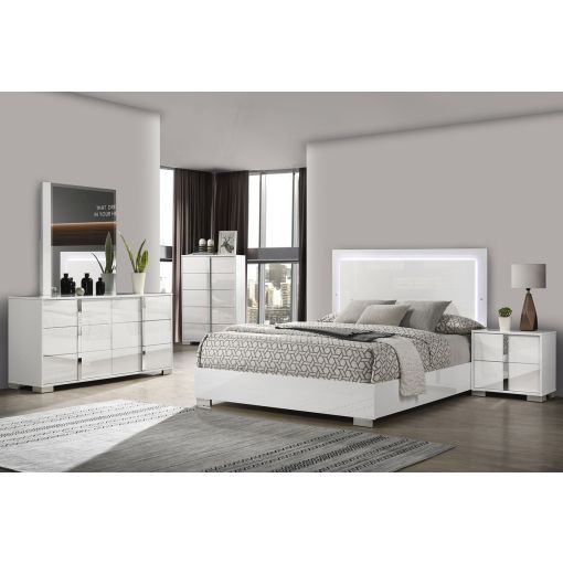 Dalyn Modern White Lacquer Bedroom Set