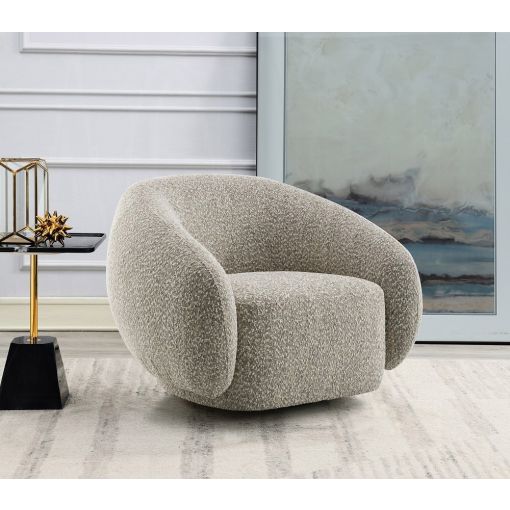 Elise Brown Boucle Swivel Accent Chair