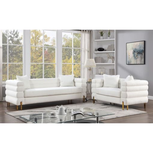 Goshen White Boucle Modern Sofa Set