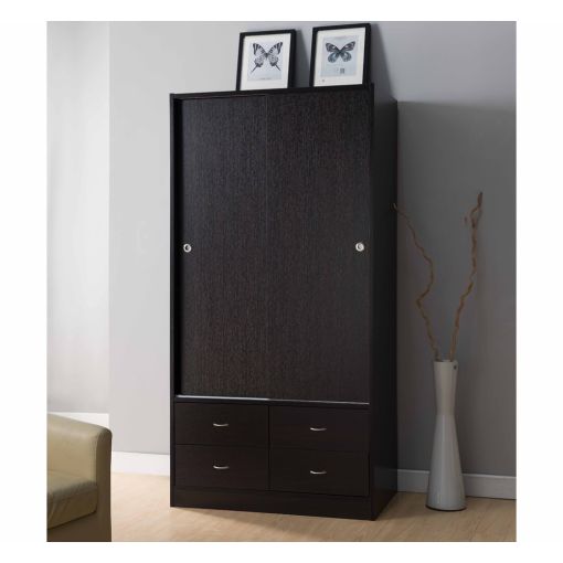 Julie Espresso Wardrobe With Sliding Doors