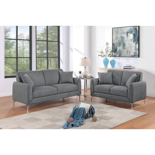 Kasem Charcoal Fabric 2-Piece Sofa Set