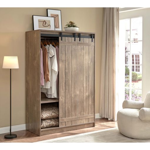 Koto Industrial Style Wardrobe With Barn Doors