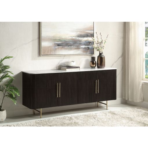 Liguria Marble Top Server Espresso Finish