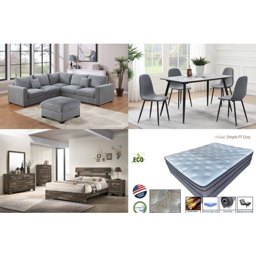 One Bedroom Furniture Package Deal Grey Color Theme