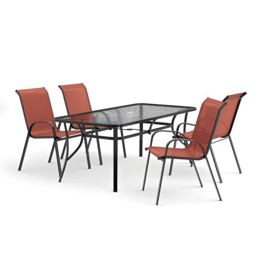Orton 5-Piece Outdoor Table Set Red Chairs