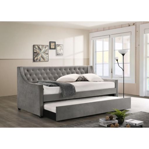 Roberta Grey Velvet Daybed With Crystal Accents