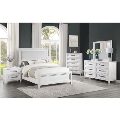 Seville Distressed White Bedroom Set