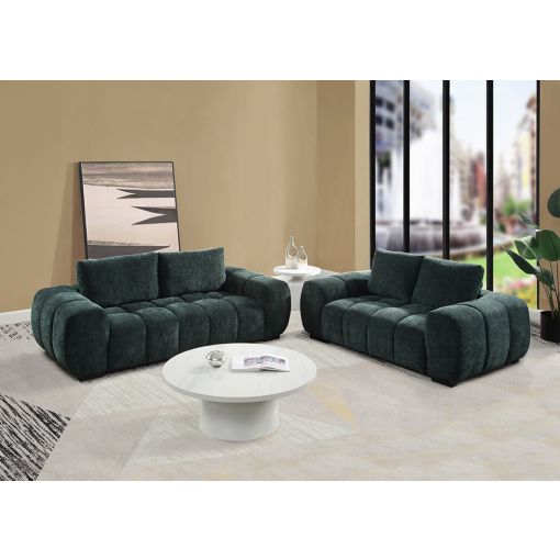 Waterville Dark Green Linen Modern Sofa Set