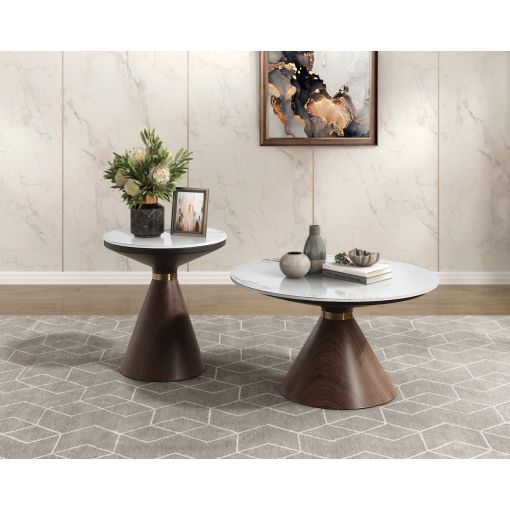 Xtres Round Marble Top Coffee Table Set