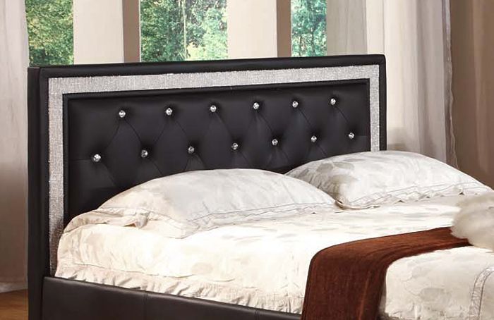 Agnes Black Leather Bed Headboard