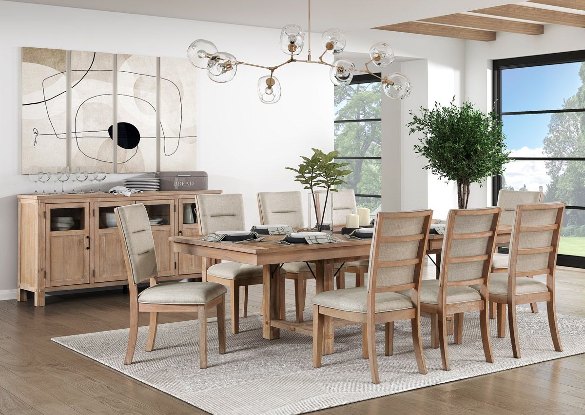 Aberdeen Oak Finish Dining Table Set