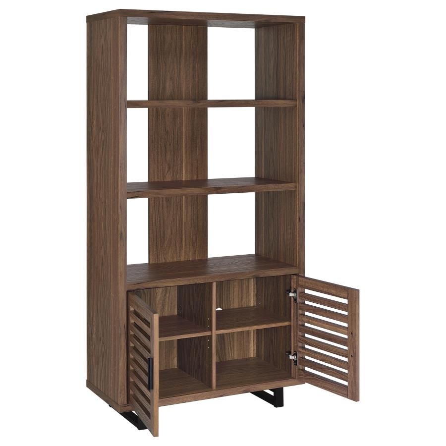 Abida Walnut Finish Bookcase Storage