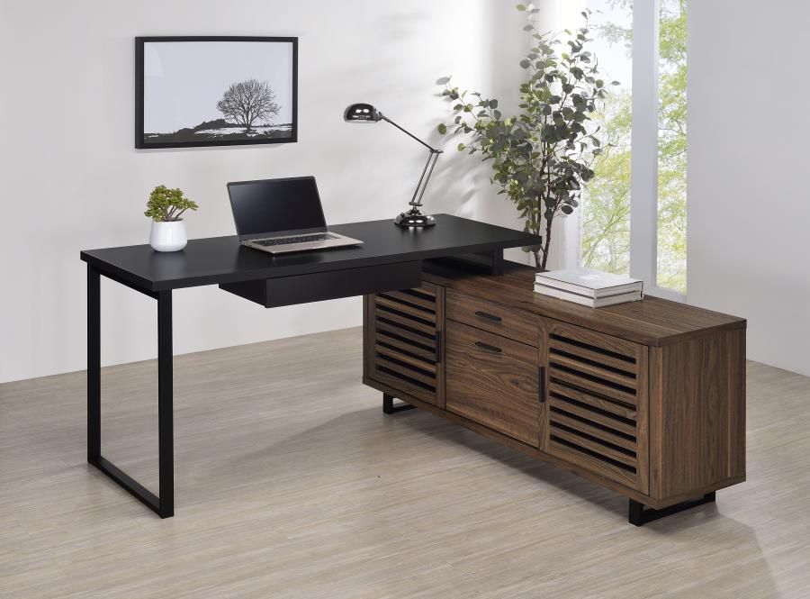 Abida L-Shape Desk Walnut Finish