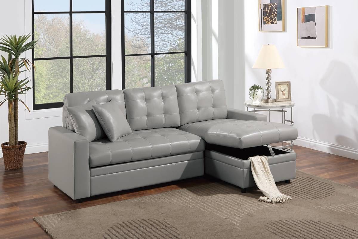 Abrielle Sectional Sleeper Grey Leatherette