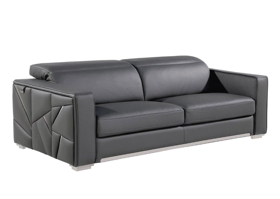 Adams Gray Italian Leather Sofa