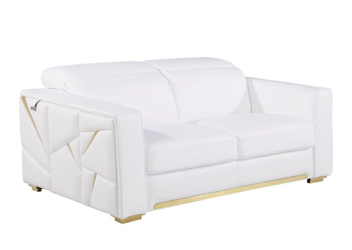 Adams White Italian Leather Loveseat