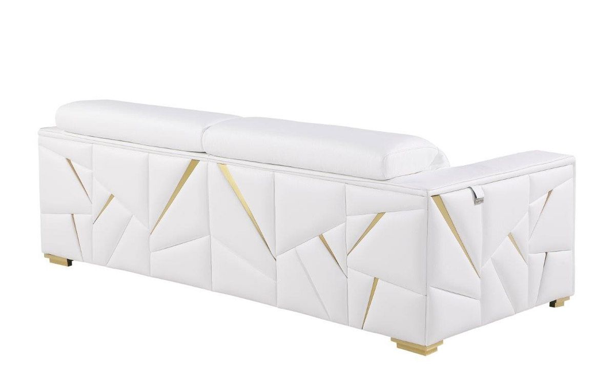 Adams White Italian Leather Sofa Back Side