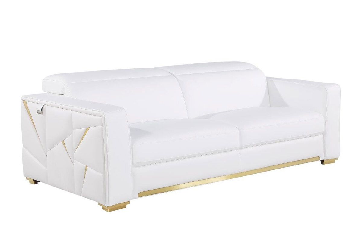 Adams White Italian Leather Sofa