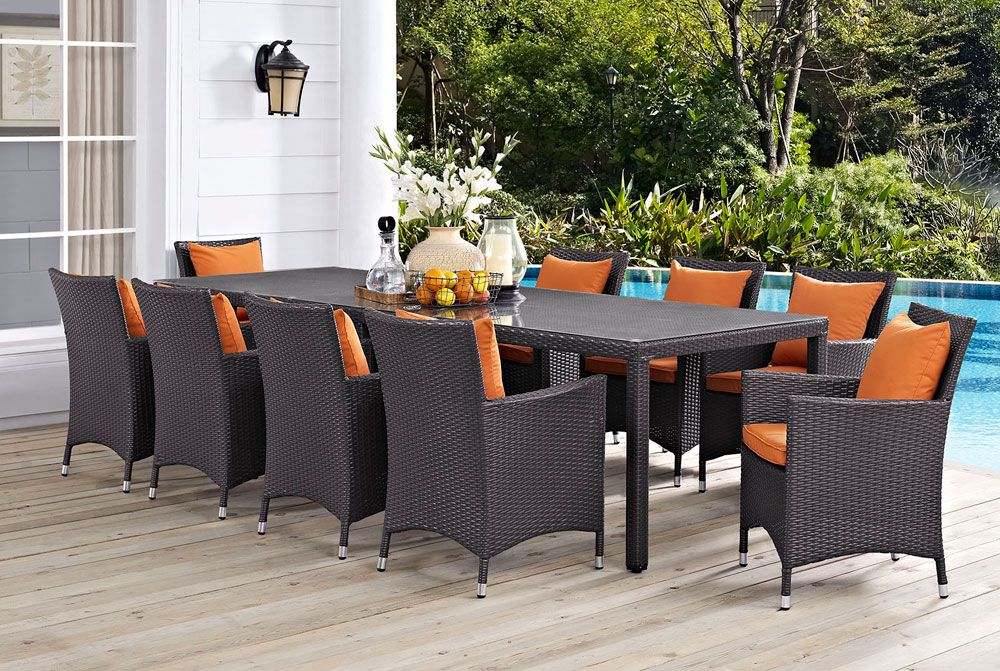 Adela Orange Outdoor 11-Piece Dining Table Set