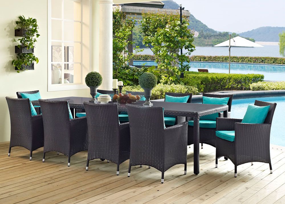 Adela Turquoise Outdoor 11-Piece Dining Table Set