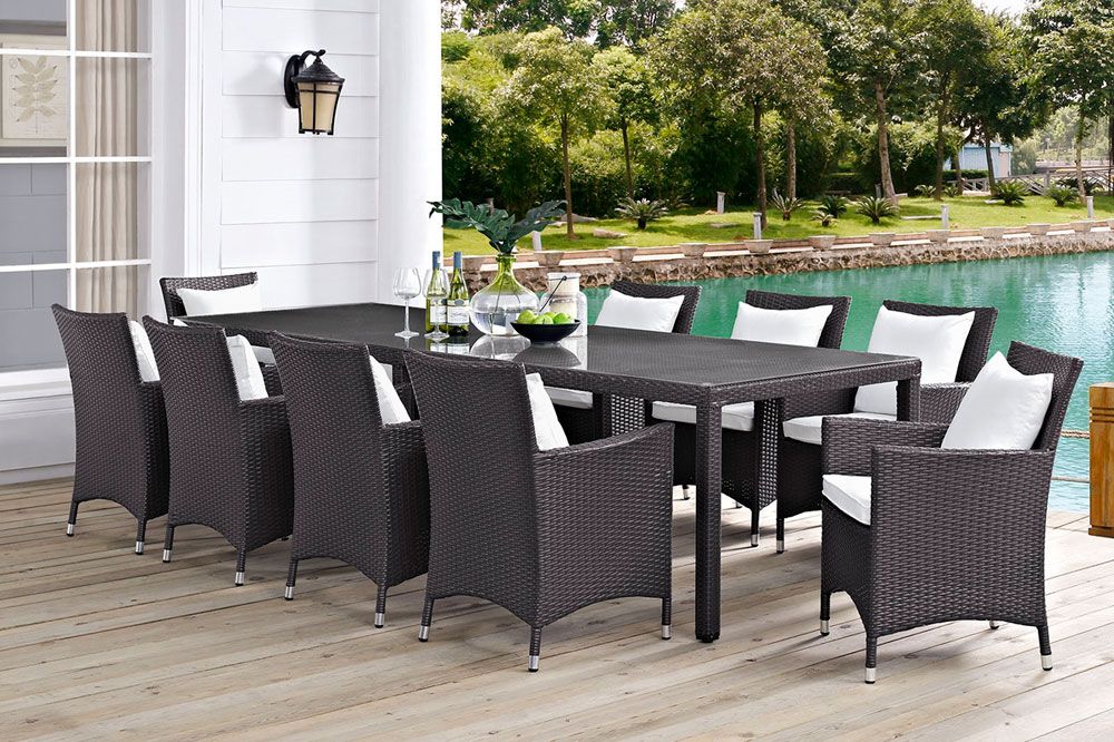 Adela White Outdoor 11-Piece Dining Table Set