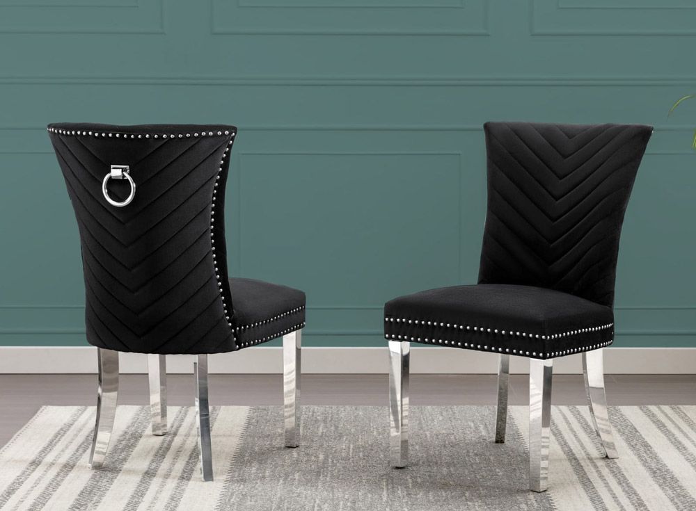 Adelia Black Velvet Dining Chairs