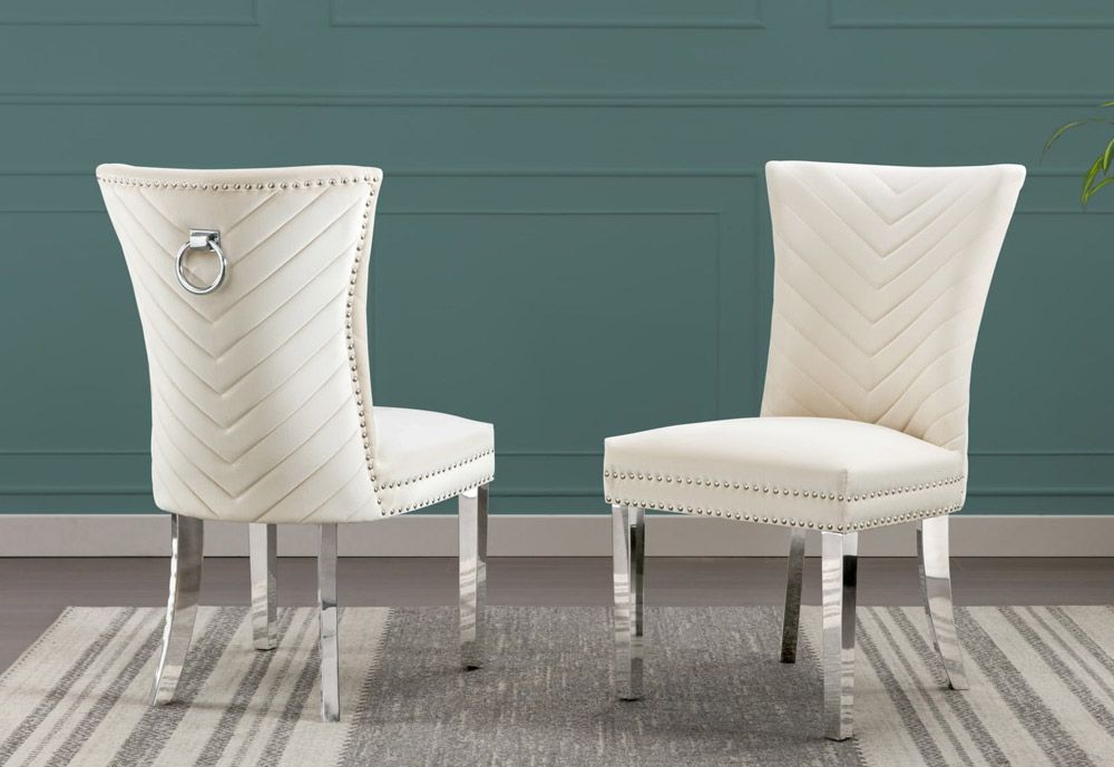 Adelia Cream Velvet Dining Chairs