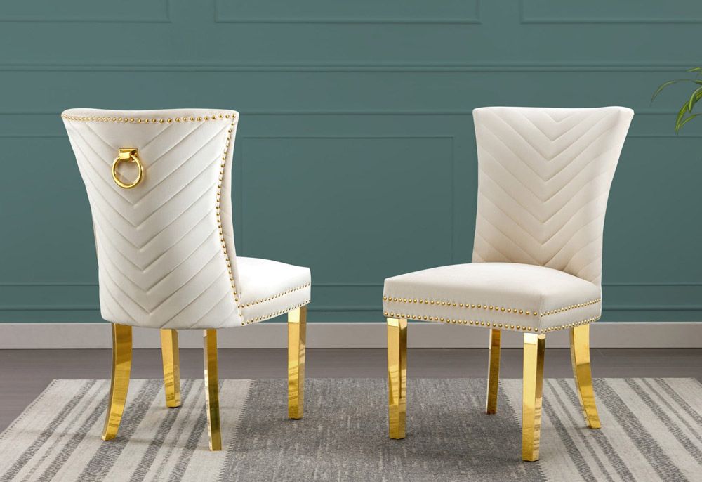 Adelia Dining Chairs With Gold Accents