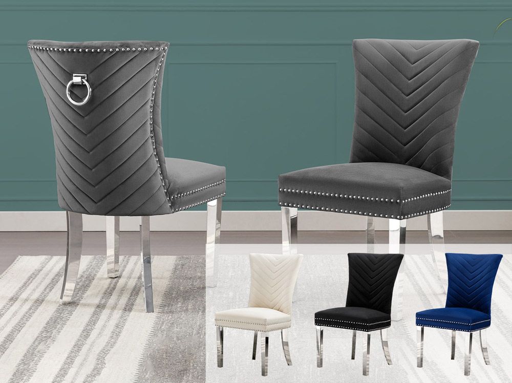 Adelia Grey Velvet Dining Chairs