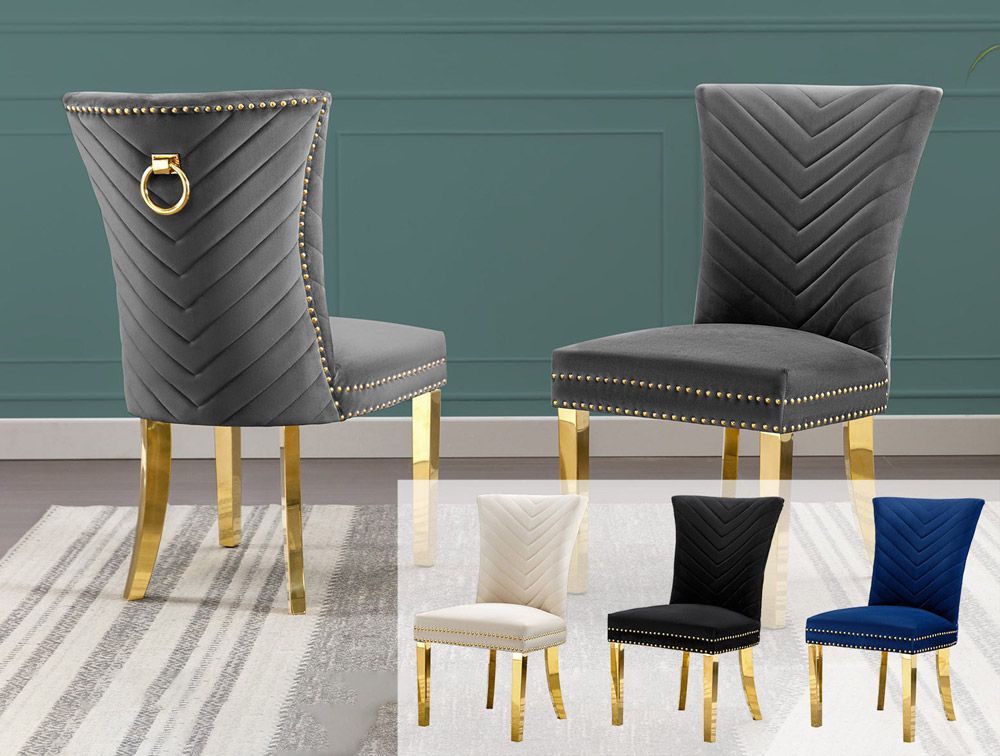 Adelia Dining Chairs With Gold Accents