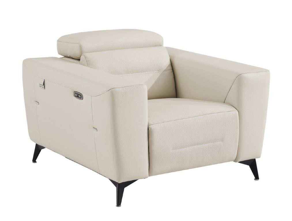 Adriano Beige Italian Leather Recliner Chair