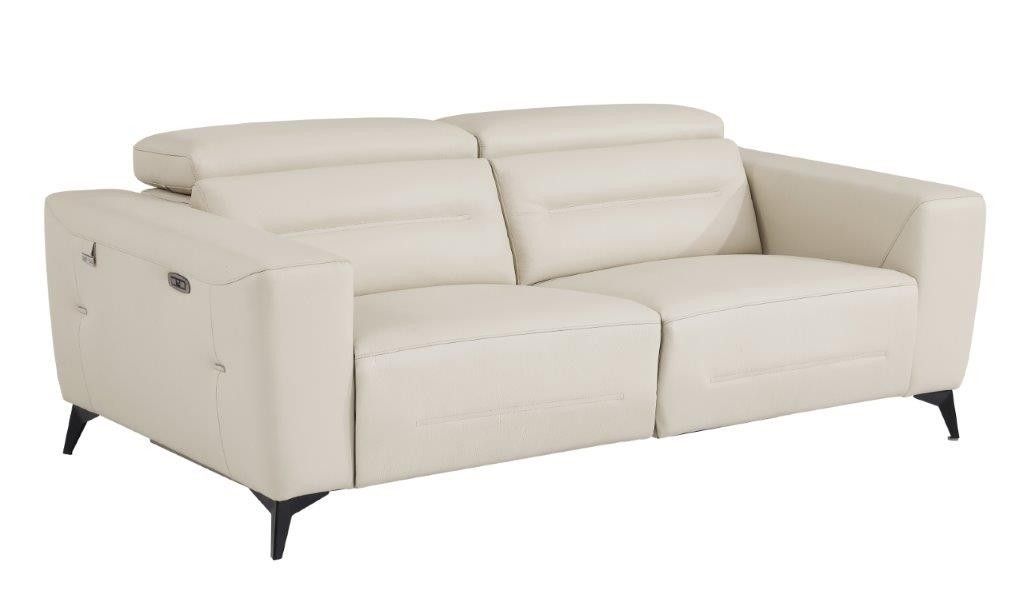 Adriano Beige Italian Leather Recliner Sofa