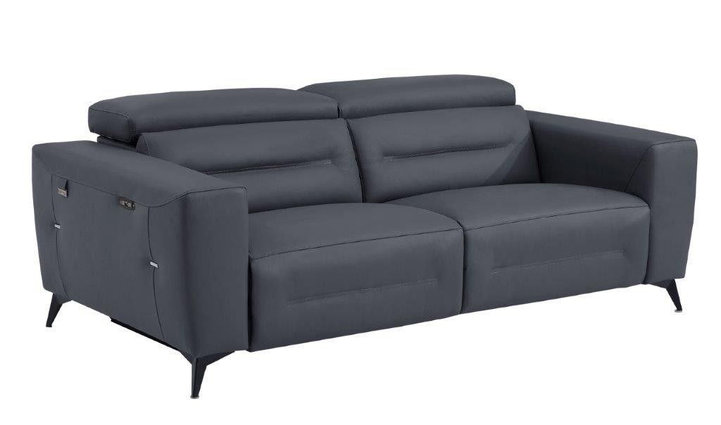 Adriano Dark Grey Leather Recliner Sofa